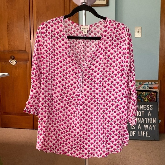 STYLUS Tops - Stylus Pink Blouse Retro Size XL EUC